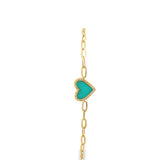 Turquoise Heart Paperclip Chain Bracelet