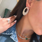 Scattered Diamond Oval Earrings