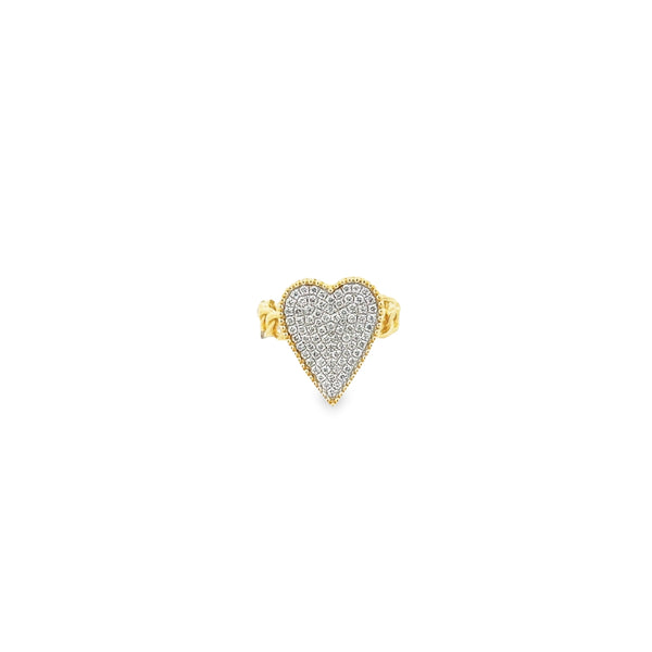 Pave Heart Chain Ring PK Hart Fine Jewelry