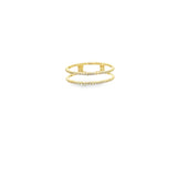 YG Two row diamond dainty ring