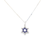 Star of David Diamond with Blue Accent Necklace