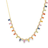 Multicolor Sapphire Baguette Necklace