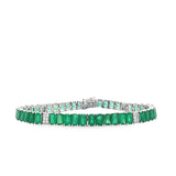 Emerald Tennis Bracelet with Diamond Clusters