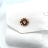 Rose Gold/ Black Mother of Pearl Round Cufflinks