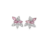 Pink Sapphire & Diamond Leaf Earrings