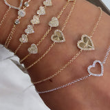 5 Pave Heart Dainty Bracelet
