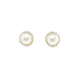 Diamond Halo Pearl Studs