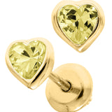 Baby Birthstone Heart Earrings - November