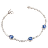Diamond Tennis Bracelet with Blue Sapphire Pears
