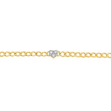 Cuban Chain Bracelet With Diamond Heart