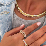 Matte Gold & Diamond Cloud Collar Necklace