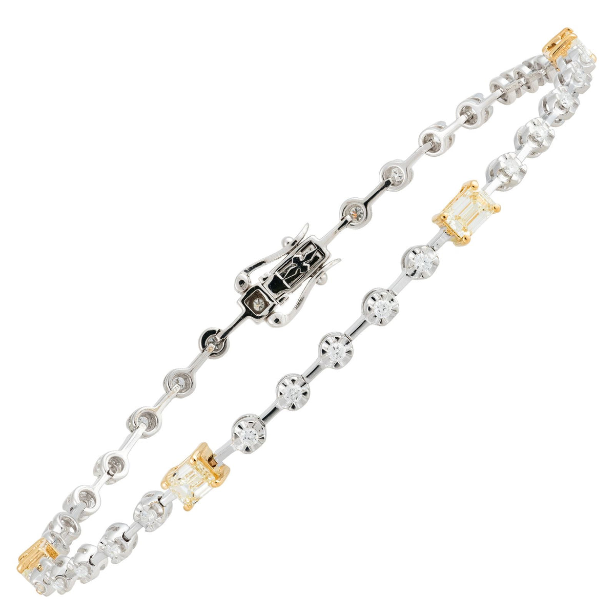 Spaced Tennis Bracelet With Yellow Emerald Cut Diamonds
