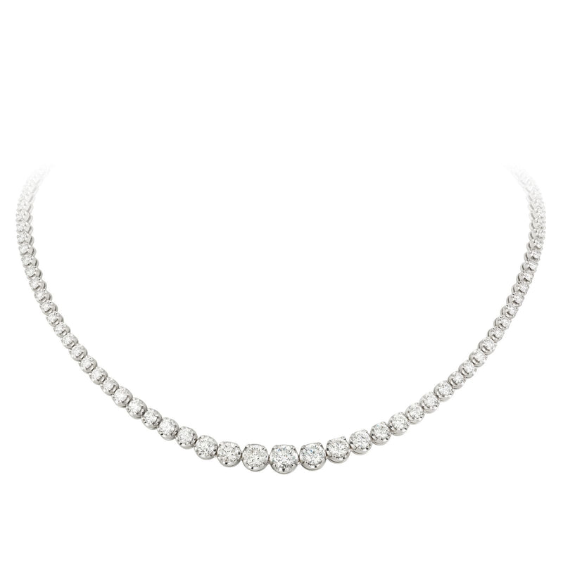Round Graduated Diamond Tennis Necklace