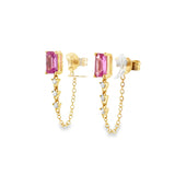 Pink Sapphire Chain Huggies