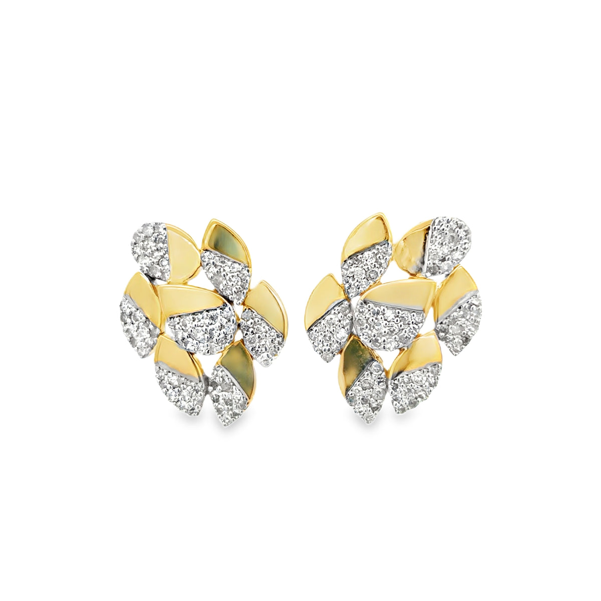 Gold & Pave Leaf Cluster Earrings
