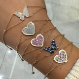 Two Strand Pave Heart Bracelet