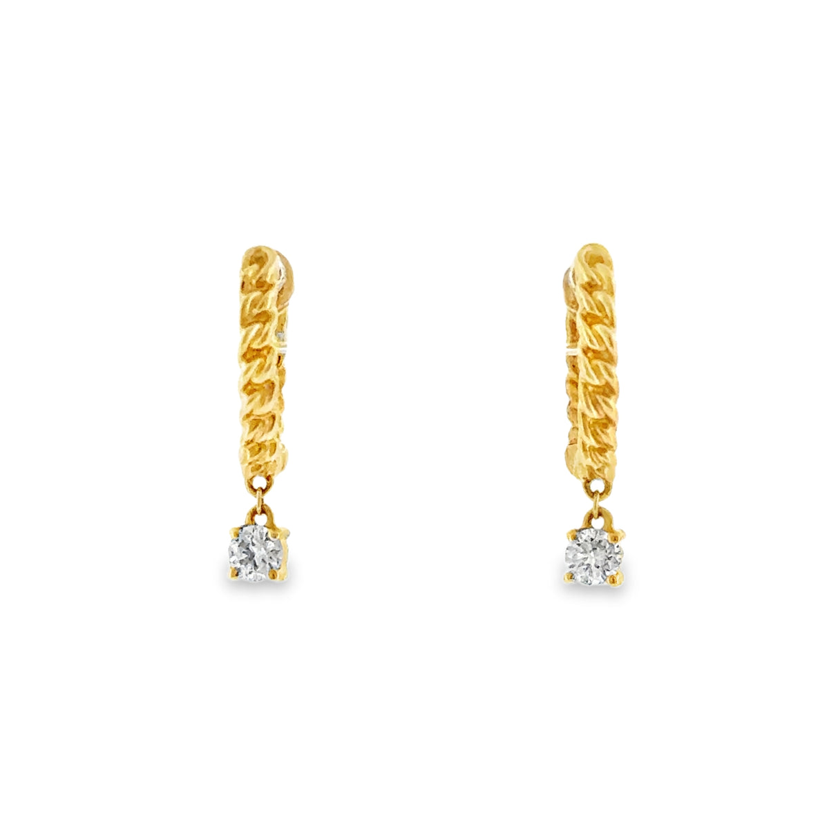 Mini Chain Hoop Huggies with Diamond