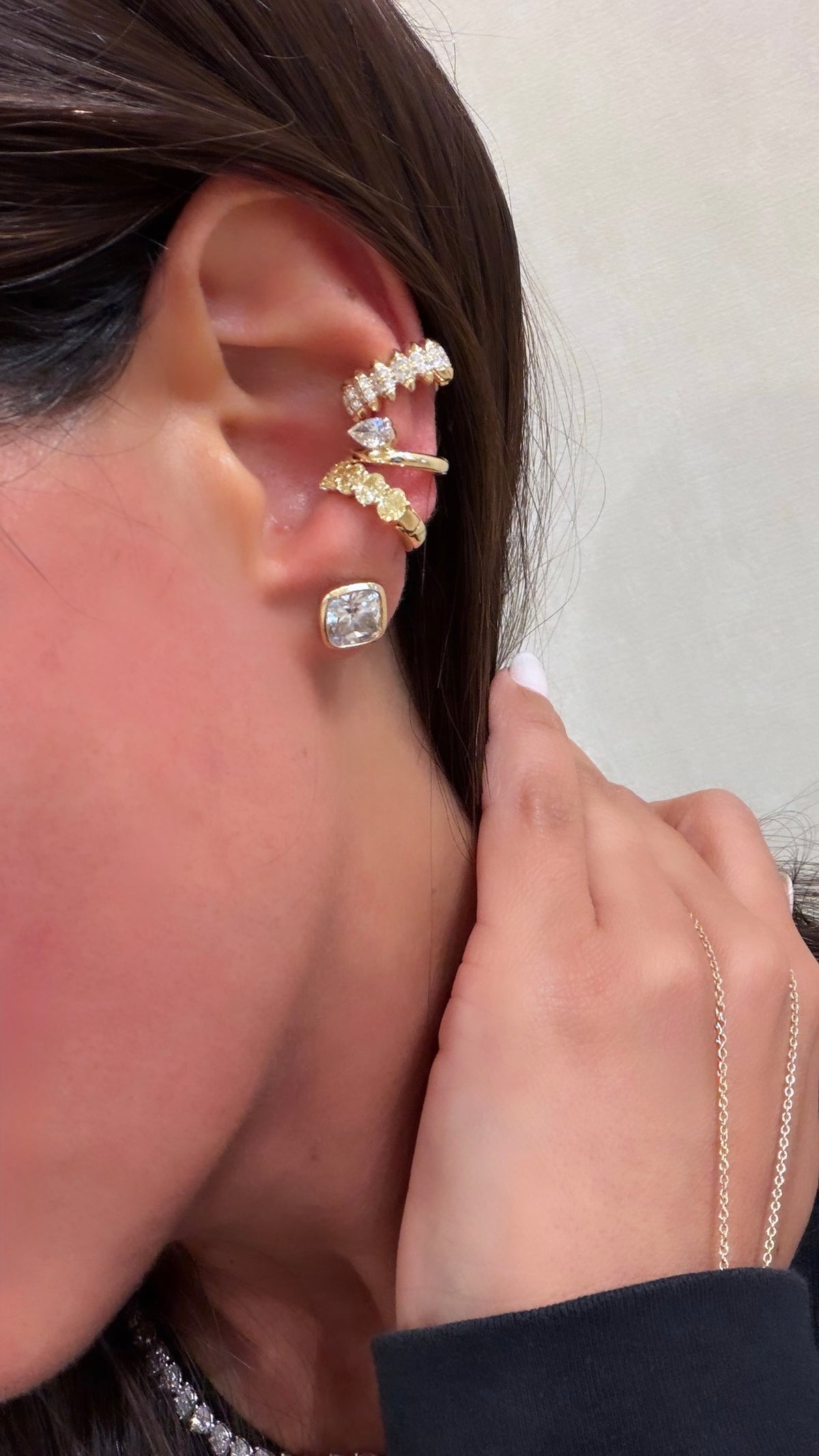 Floating Diamond Ear Cuff