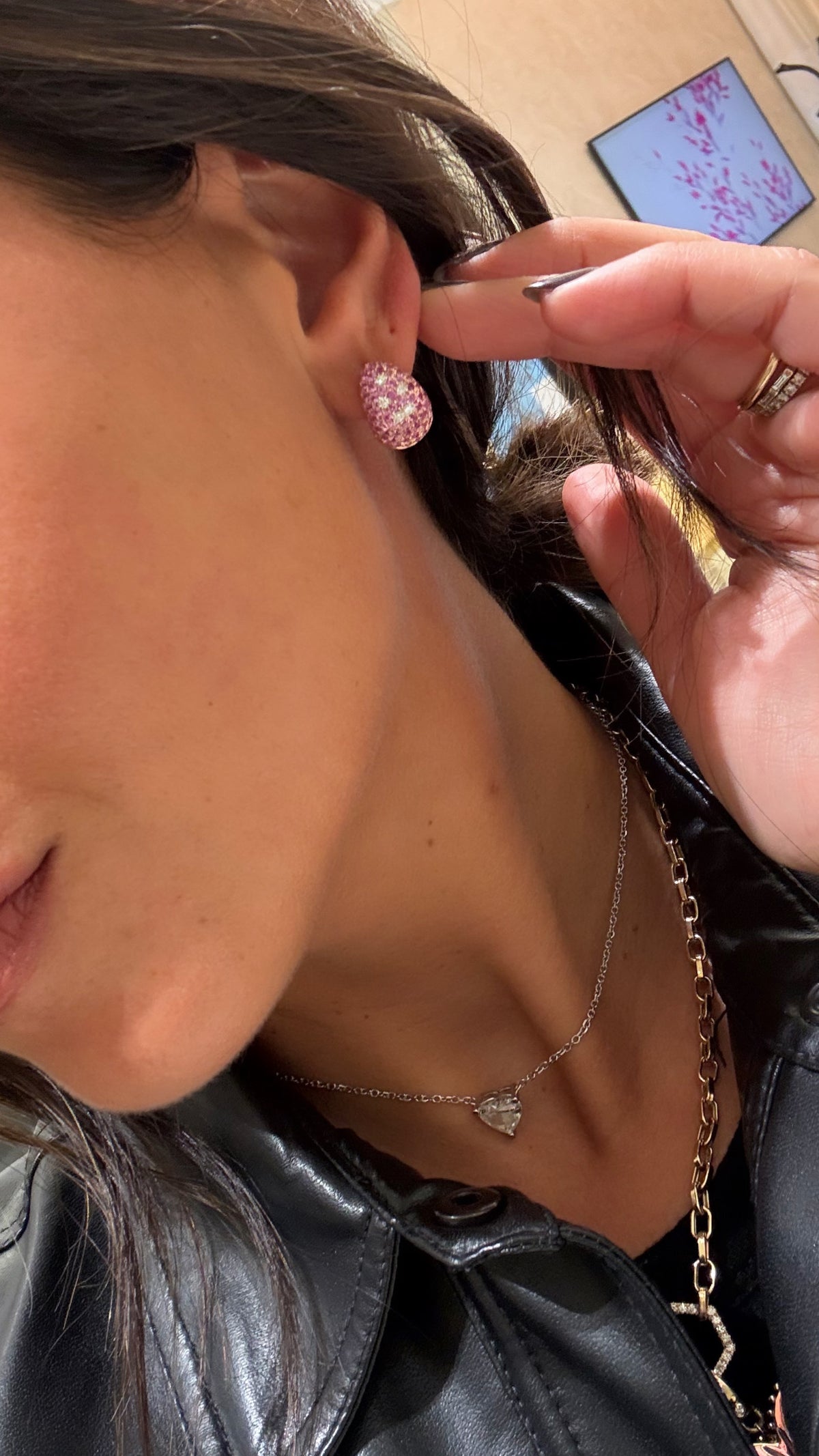 Pink Sapphire Chunk Huggies