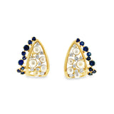 Blue Sapphire/Pearl Triangle Huggies