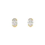 Lab Half Bezel Oval Diamond Studs