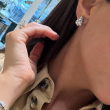 Blue Sapphire/Pearl Triangle Huggies