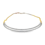 Double Row Diamond Necklace With Ball Chain
