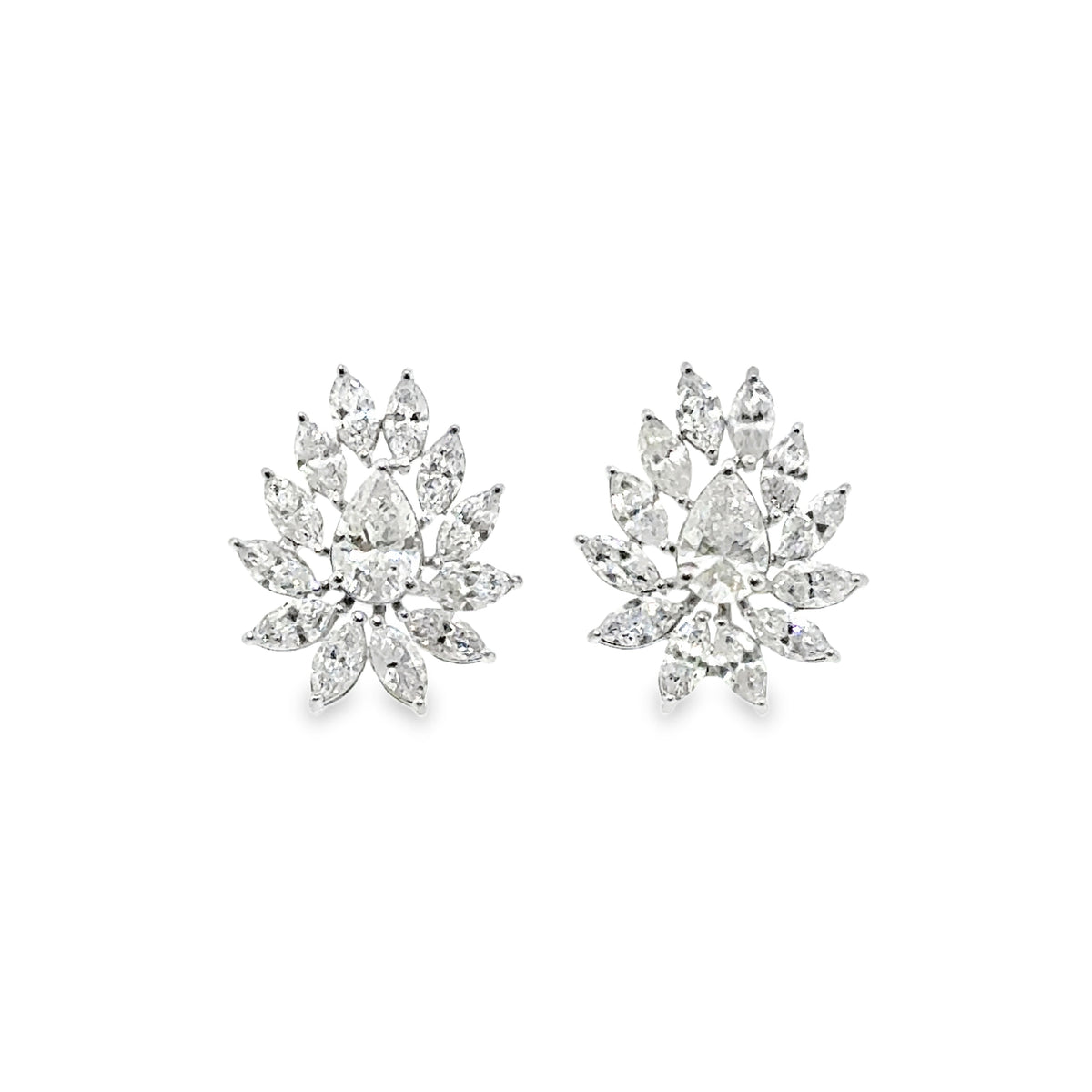 Cluster Diamond Pear Earrings