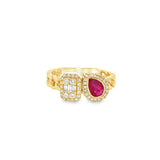 Ruby pear and diamond chain ring