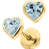 Baby Birthstone Heart Earrings - March