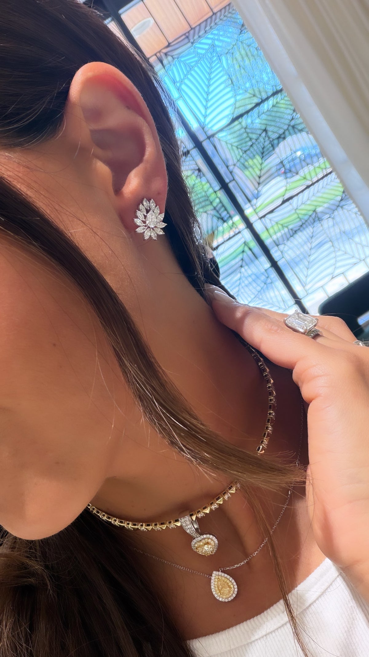 Cluster Diamond Pear Earrings