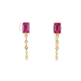 Pink Sapphire Chain Huggies