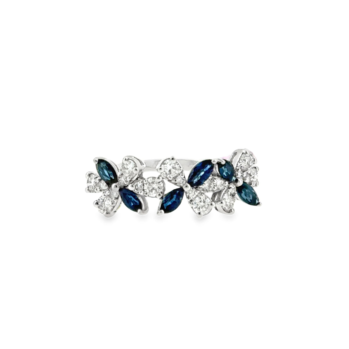 Sapphire and Diamond Flower Ring