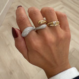 Fluted Gold With Diamond Heart Ring