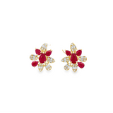 Ruby/Diamond Cluster Earrings