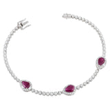 Diamond Tennis Bracelet with Ruby Pears