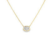 Lab Oval Bezel Solitaire Necklace