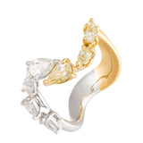 Yellow & White Diamond Wave Ring