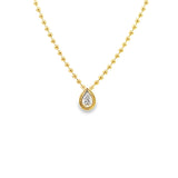 Ball Chain Bezel Pear Solitaire Necklace