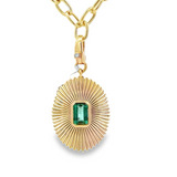 Fluted Oval Charm With Emerald Center