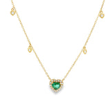 Emerald Heart & Hanging Diamonds Necklace