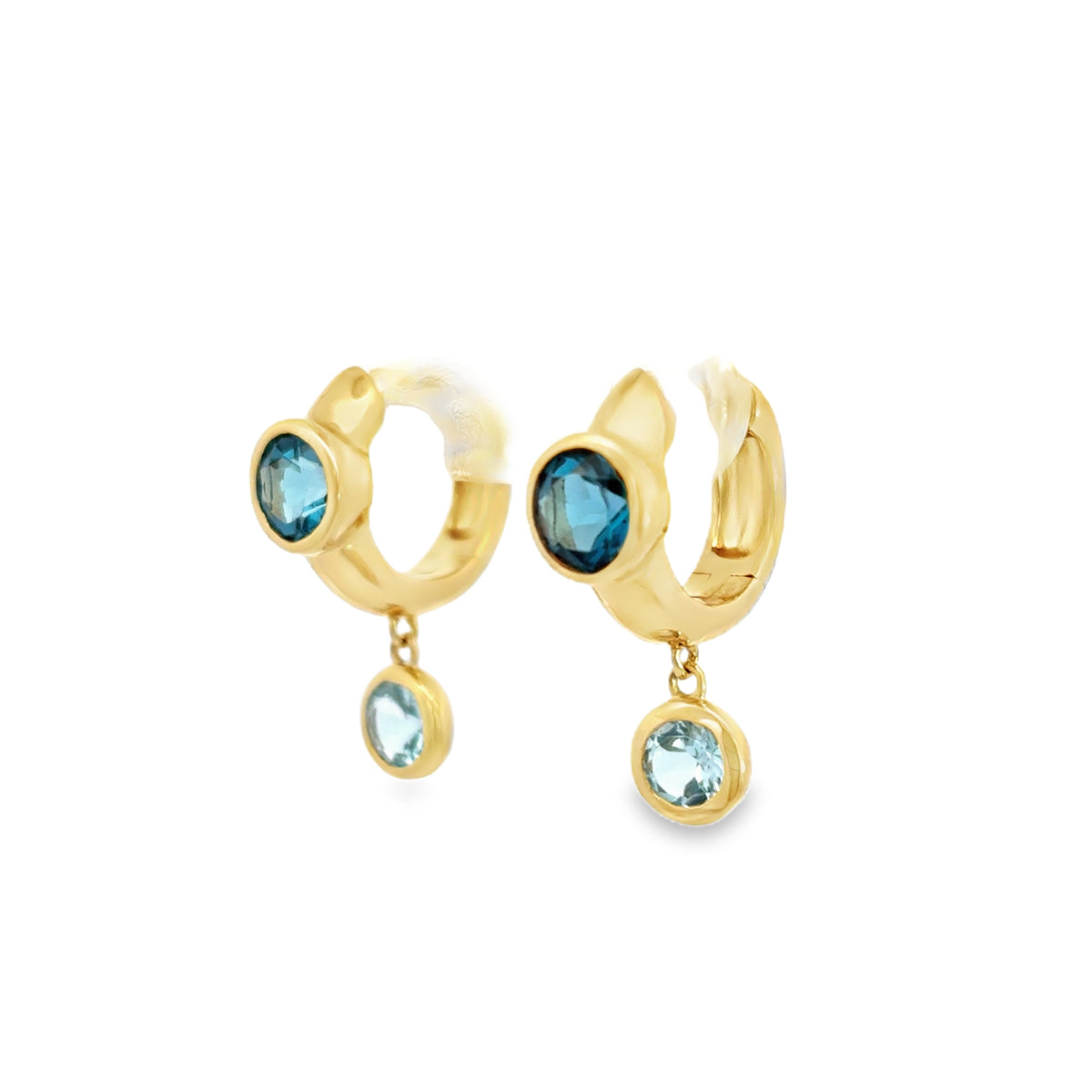 Chunky Blue Topaz Huggies
