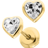 Baby Birthstone Heart Earrings - April