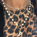 Yellow Ball and Diamond Tennis Necklace