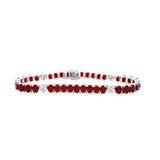 Ruby With Heart Cluster Tennis Bracelet