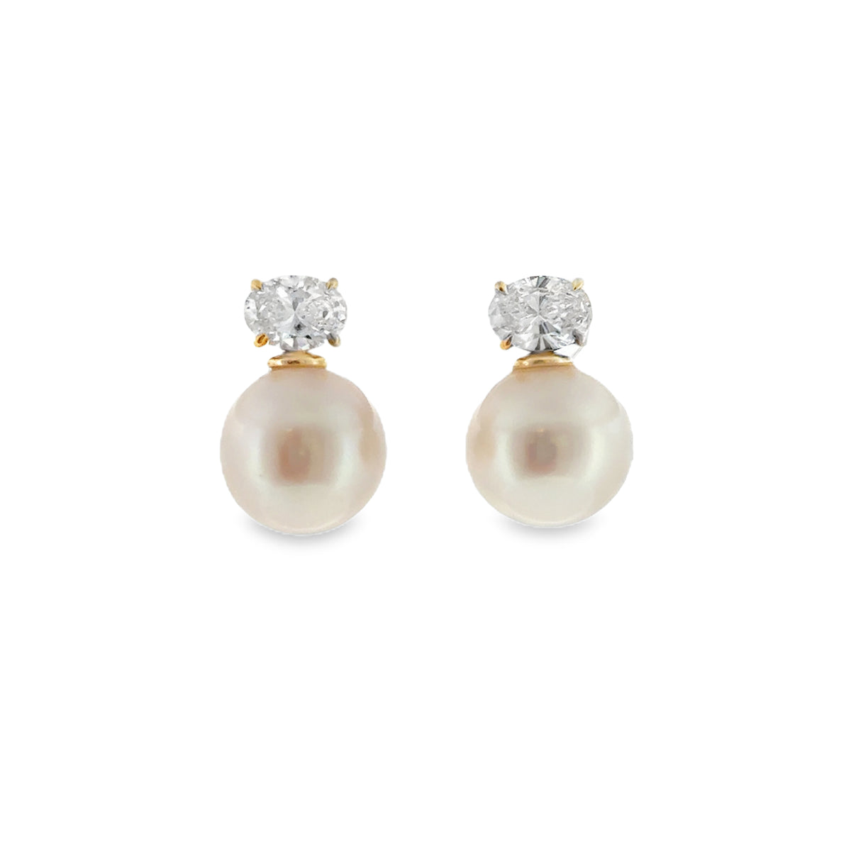 Lab Oval Diamond With Large Pearl
