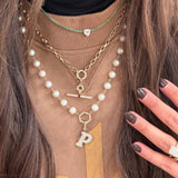 Emerald Tennis Necklace With Heart Topaz Center