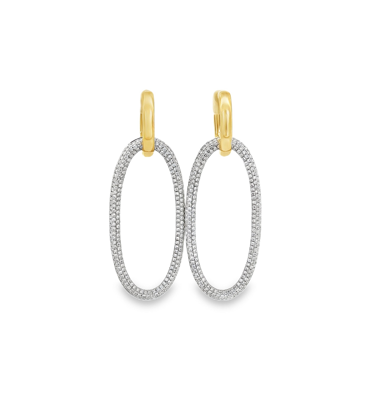 Two Tone Diamond Loop Earrings