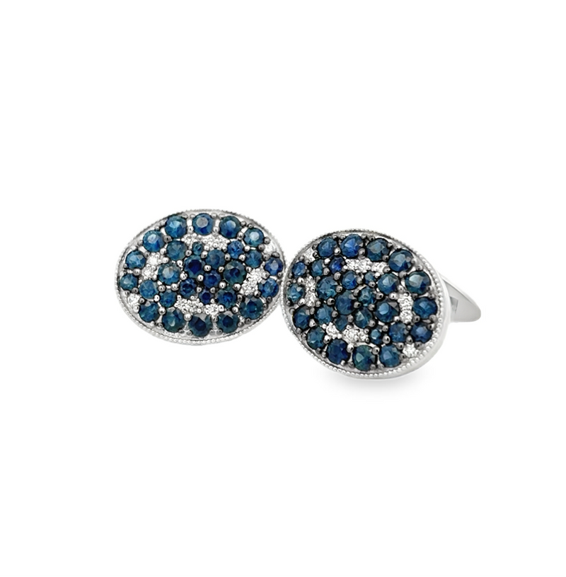 Oval Sapphire Cufflinks- WG