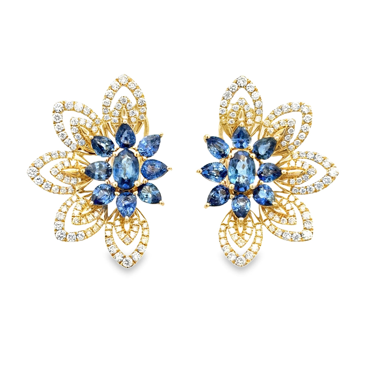 Sapphire Flower Earrings